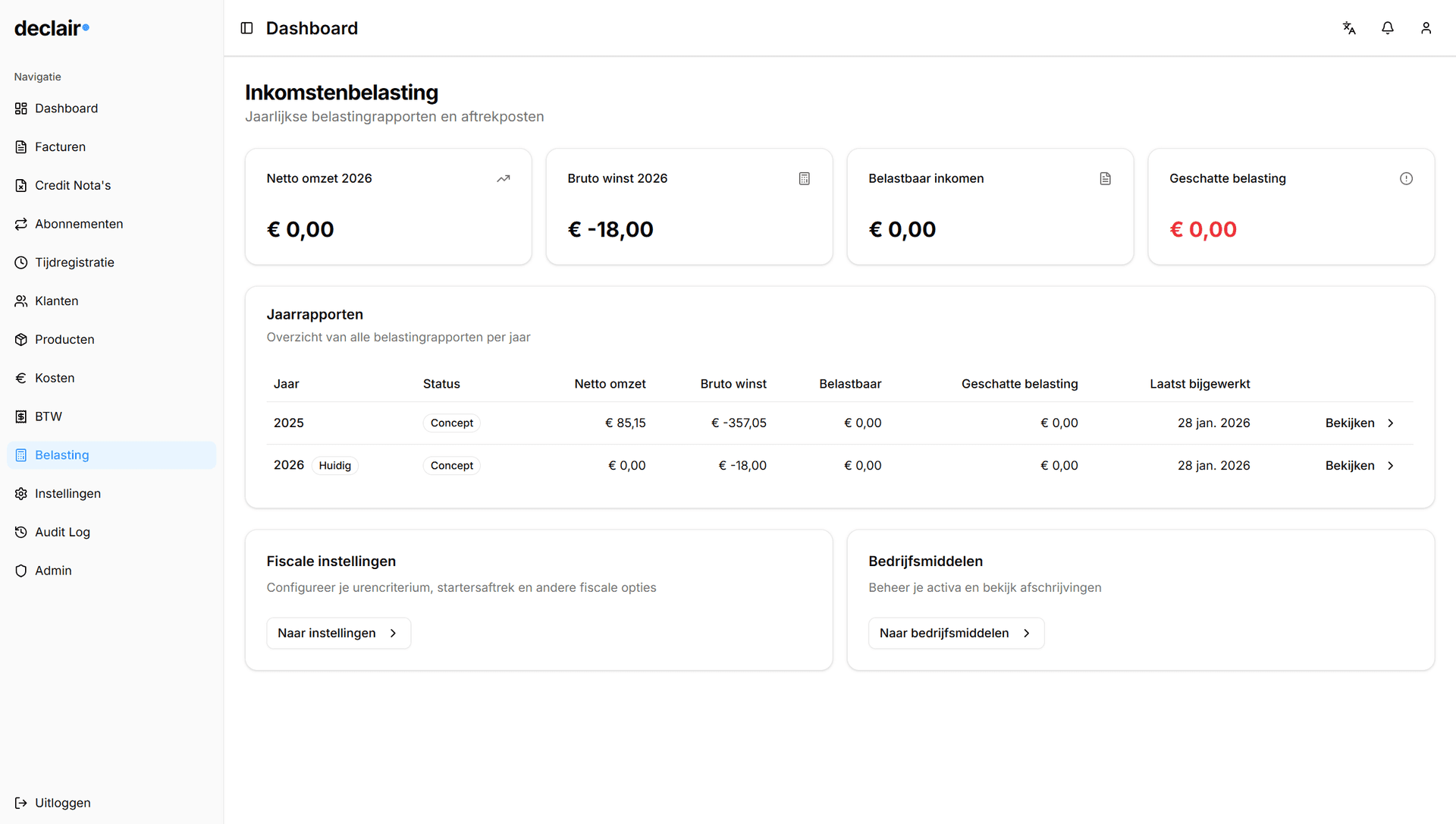 Rapportages & Belasting